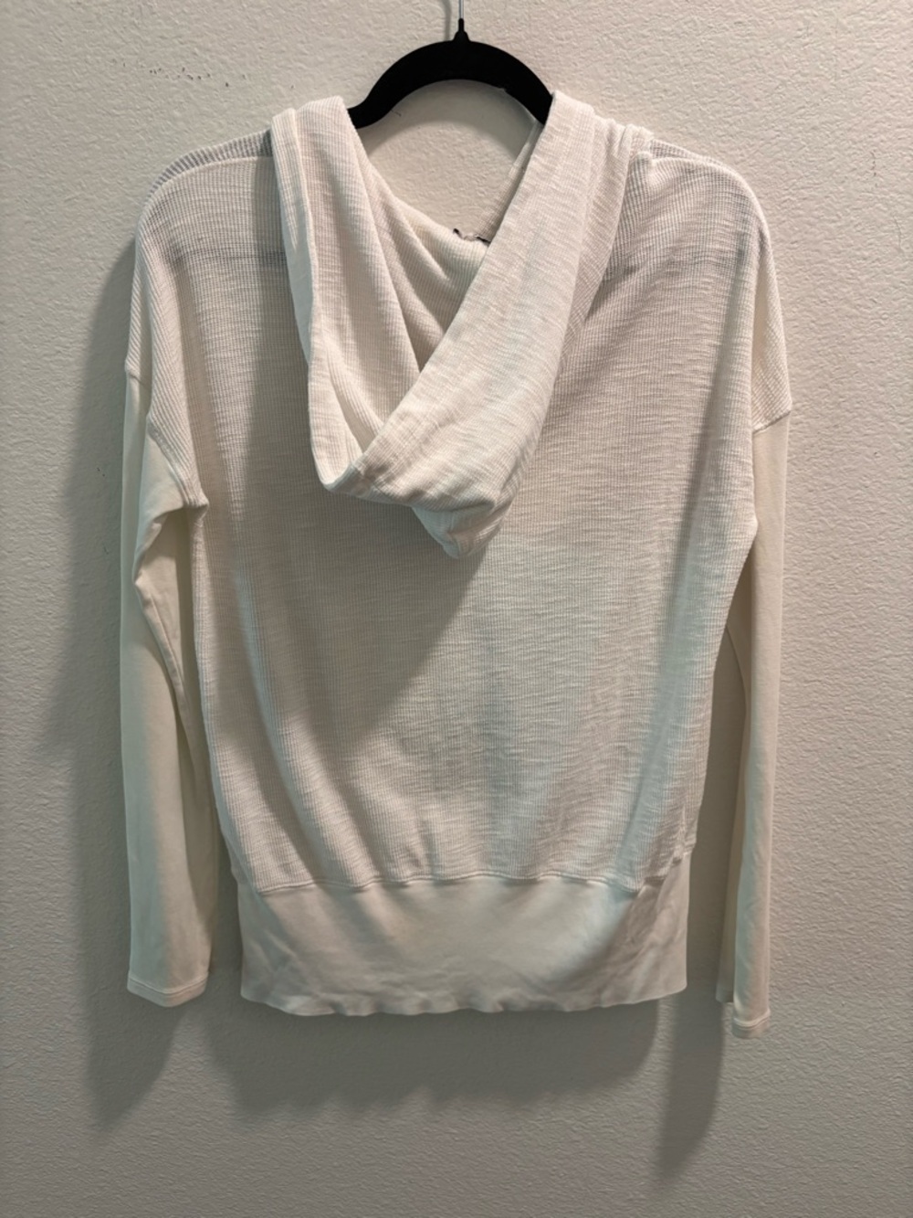 STATESIDE Cream Thermal Long Sleeve Top with hood, size M - Picture 4 of 6